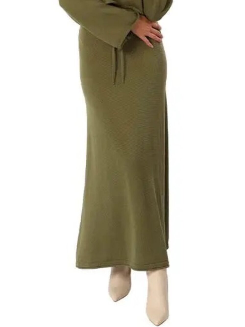 Petal & Pup Rooney Knit A-line Maxi Skirt Sz 4 Olive Green